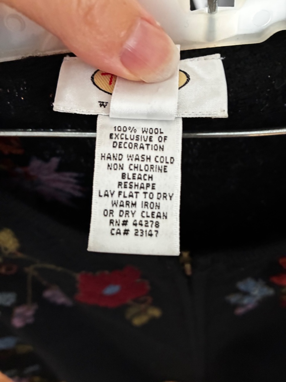 Talbots black wool full zip floral sweater XL women - Picture 4 of 5